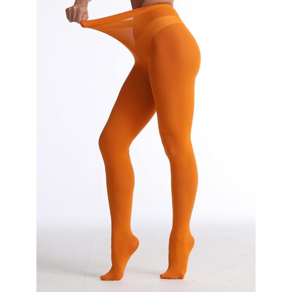 Denim - Women Orange Soft Opaque Tights  Stretchy Comfortable Fashion Hosiery